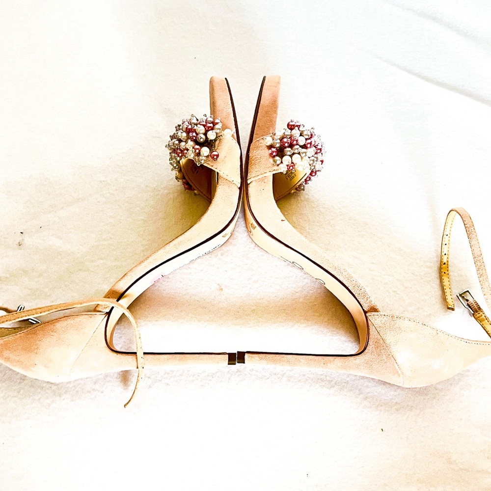 Jessica Simpson Blush Heels with Bead Embellishments